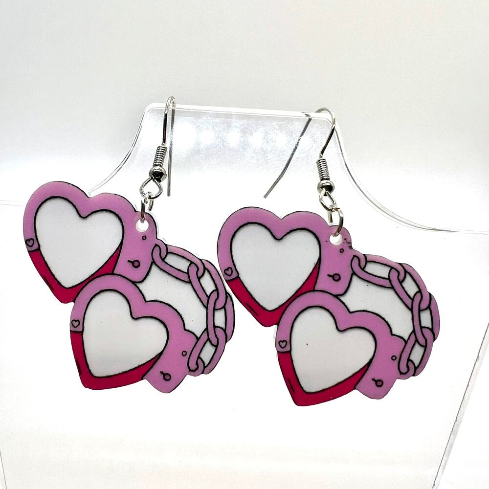 Handcuff Earrings - Heart Earrings - Kinky Accessories - Club Earrings